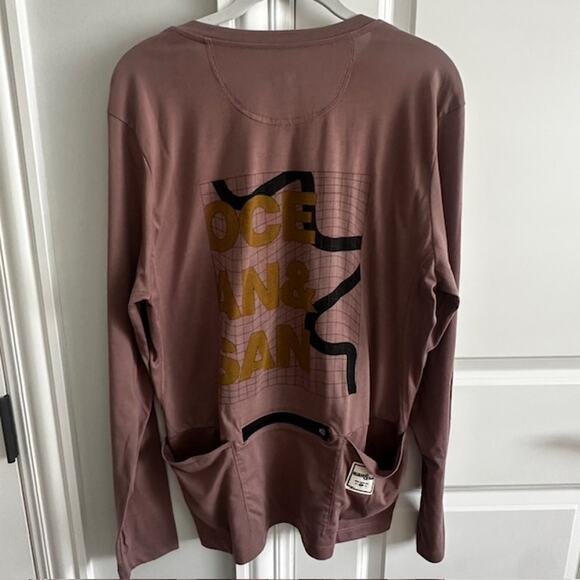 Ocean & San Long Sleeve Men's Cycling Graphic Tee Large Mauve Rear Pockets - Picture 6 of 11